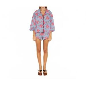 NEW BOTEH coquille smock blouse in azur